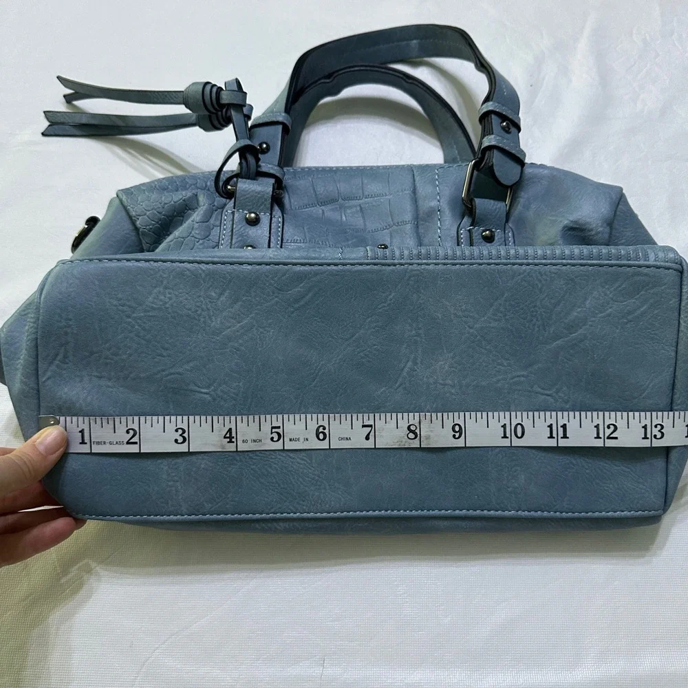 Dasein Satchel Bag Studded Croc Patchwork Handbag Crossbody Blue Office Boho Y2K
